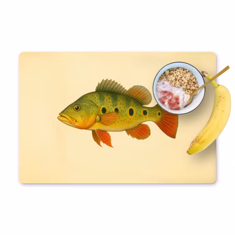 Placemat - 6 stuks - Schubben - Vis - Groen - Illustratie — 1