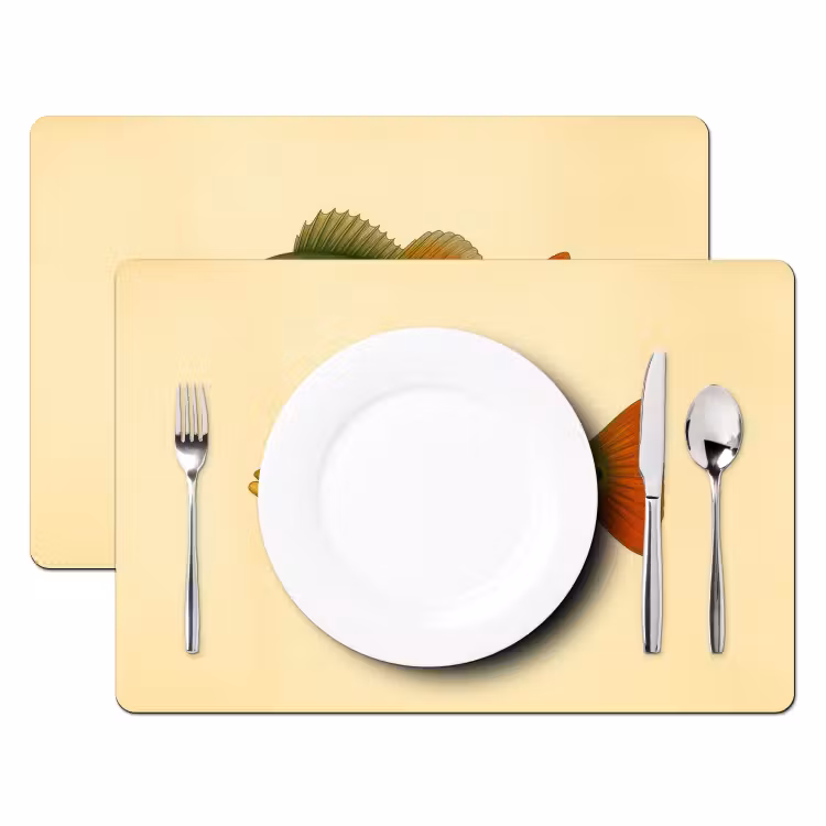Placemat - 6 stuks - Schubben - Vis - Groen - Illustratie — 2