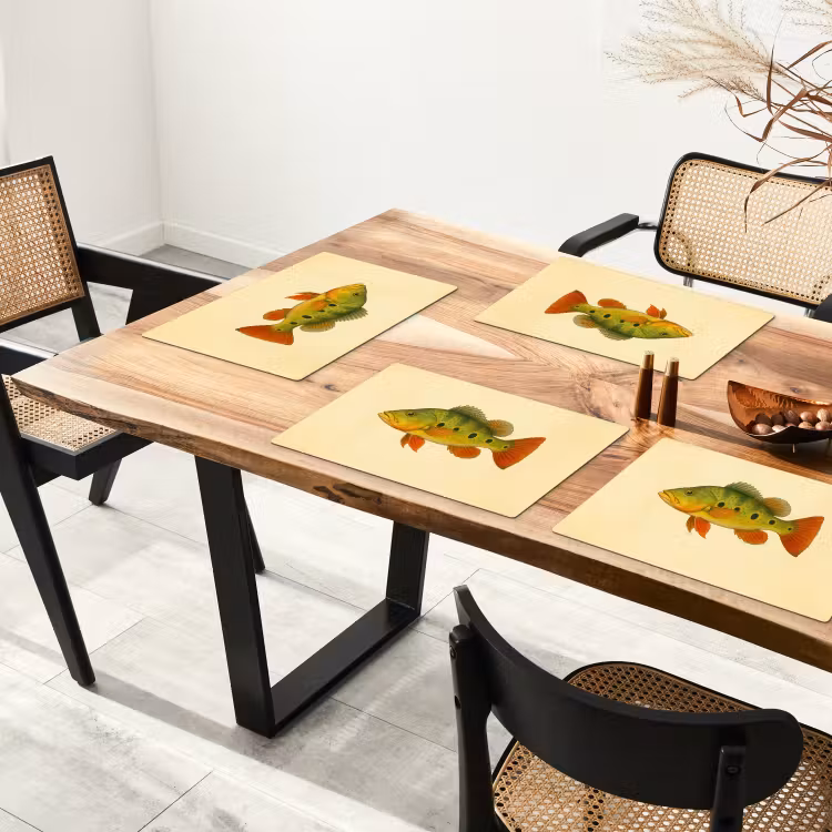 Placemat - 6 stuks - Schubben - Vis - Groen - Illustratie — 5