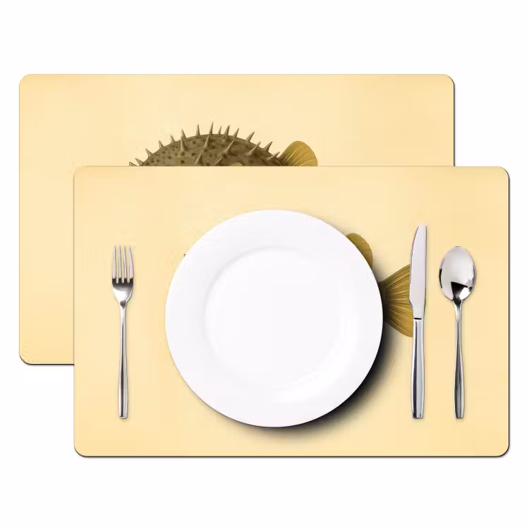 Placemat - 6 stuks - Stekels - Vis - Opgeblazen - Bruin — 2