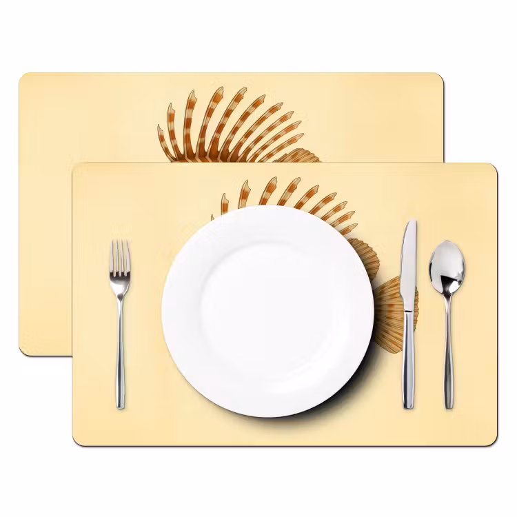 Placemat - 6 stuks - Strepen - Vis - Rond - Stekels — 2