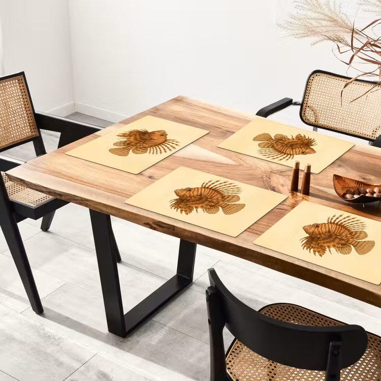 Placemat - 6 stuks - Strepen - Vis - Rond - Stekels — 5