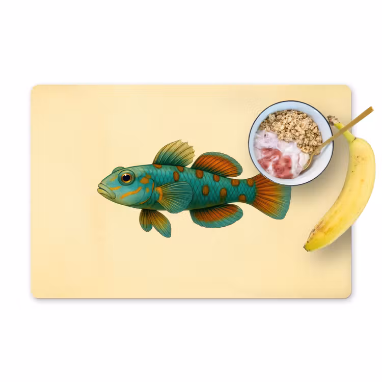 Placemat - 6 stuks - Vis - Blauw - Stippen - Schubben — 1