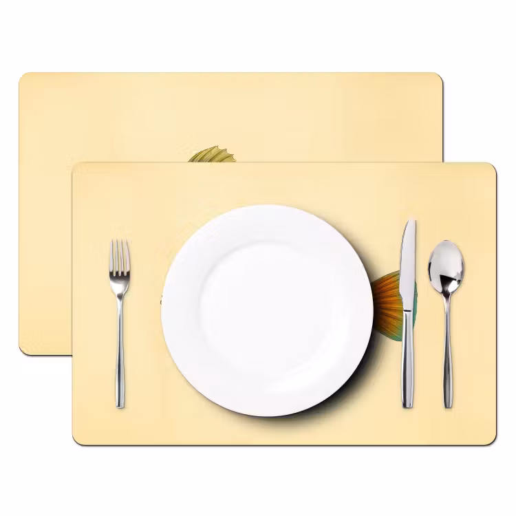Placemat - 6 stuks - Vis - Blauw - Stippen - Schubben — 2