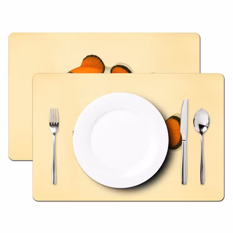 Placemat - 6 stuks - Vis - Oranje - Strepen — 2