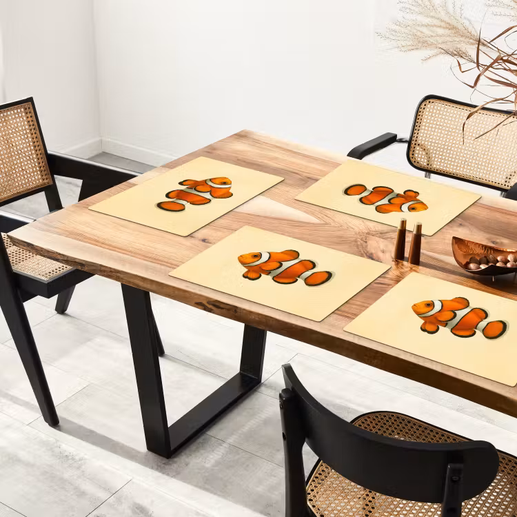 Placemat - 6 stuks - Vis - Oranje - Strepen — 5