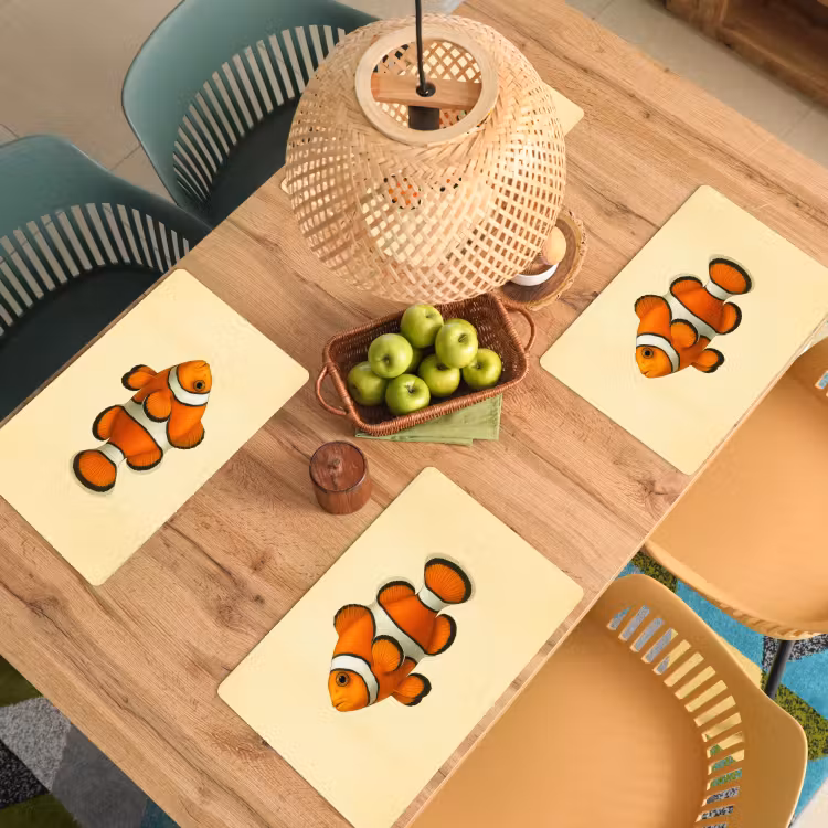 Placemat - 6 stuks - Vis - Oranje - Strepen — 6