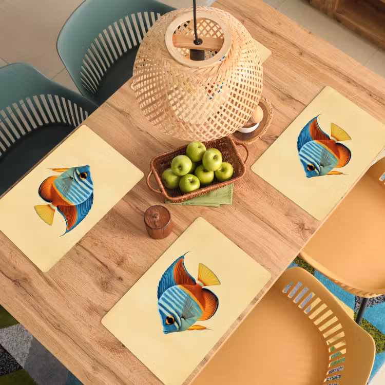 Placemat - 6 stuks - Vis - Vinnen - Blauw - Ogen — 6