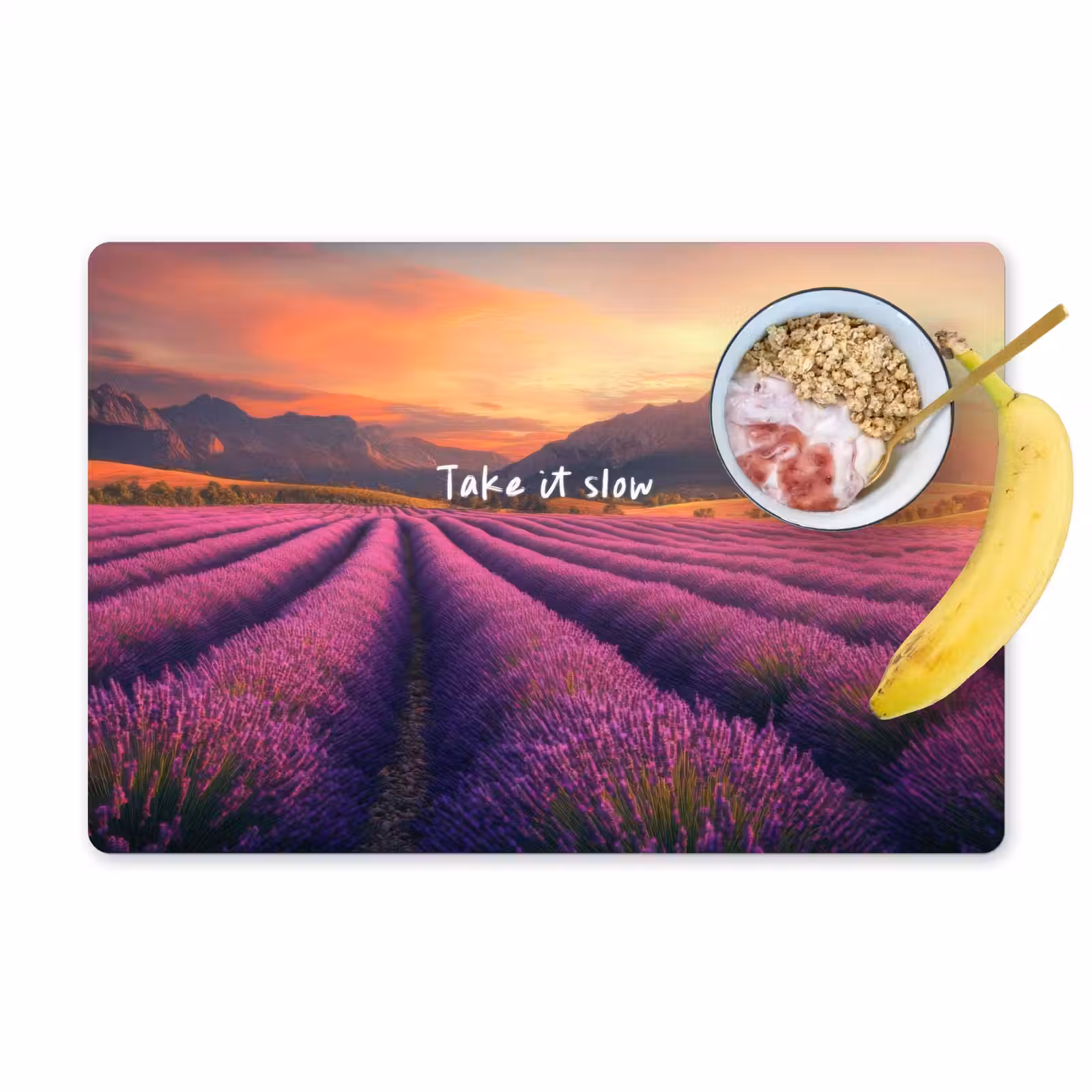 Placemat - 6 stuks - Lavendelveld - Quote - Zonsondergang — 1