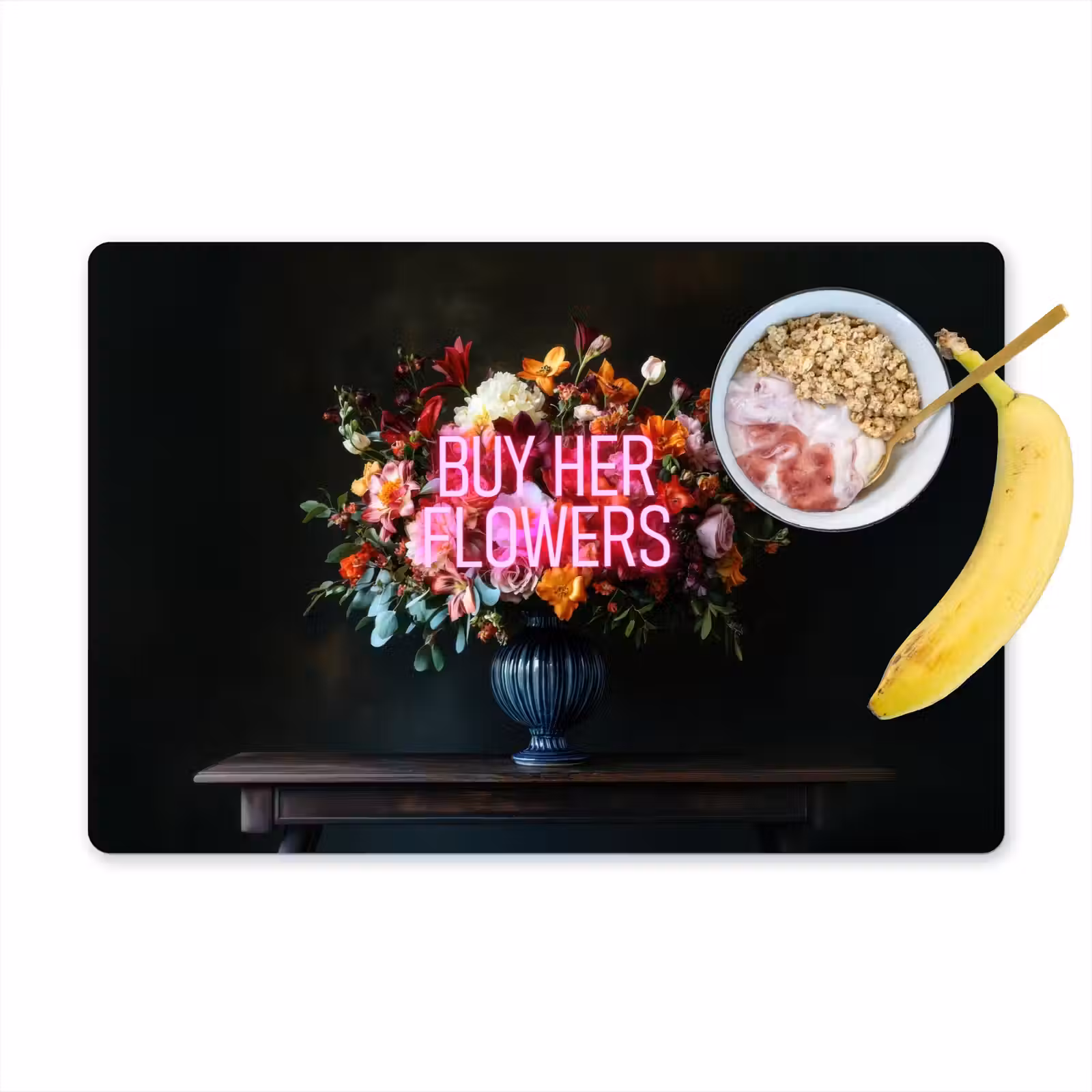 Placemat - 6 stuks - Quote - Bloemen - Vaas - Neon — 1
