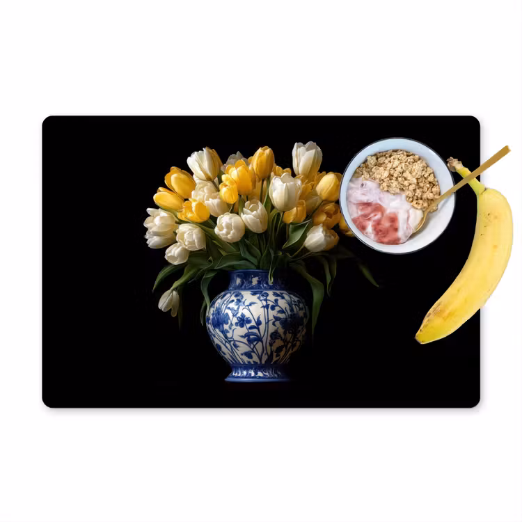 Placemat - 6 stuks - Geel - Tulpen - Vaas - Bloemen — 1