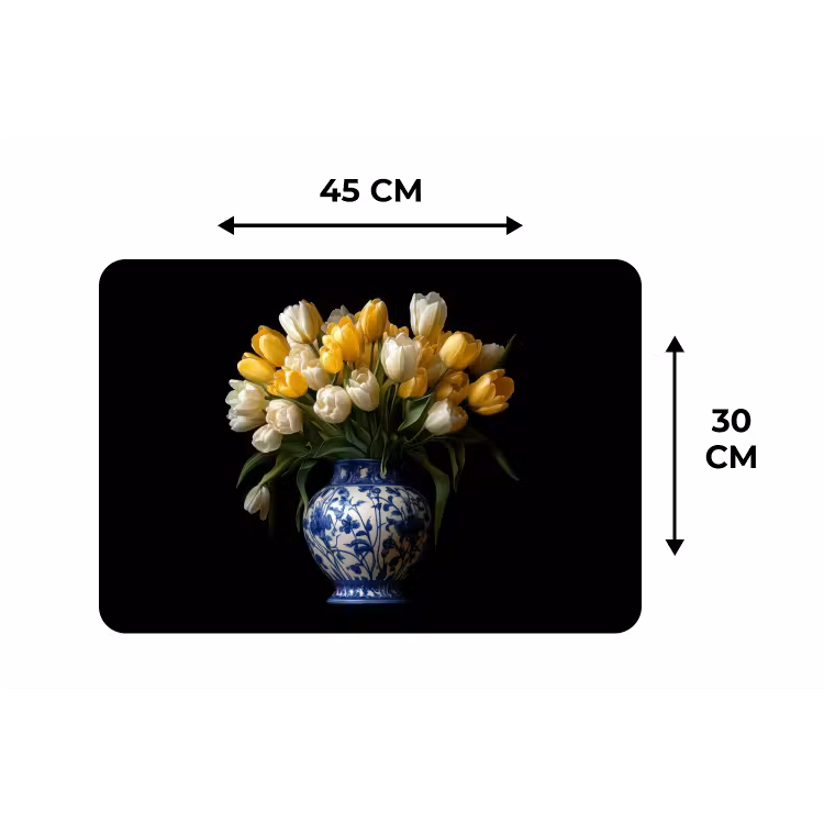 Placemat - 6 stuks - Geel - Tulpen - Vaas - Bloemen — 3