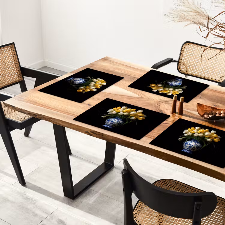 Placemat - 6 stuks - Geel - Tulpen - Vaas - Bloemen — 5