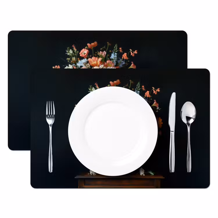 Placemat - 6 stuks - Hout - Vaas - Kleuren - Bloemen — 2
