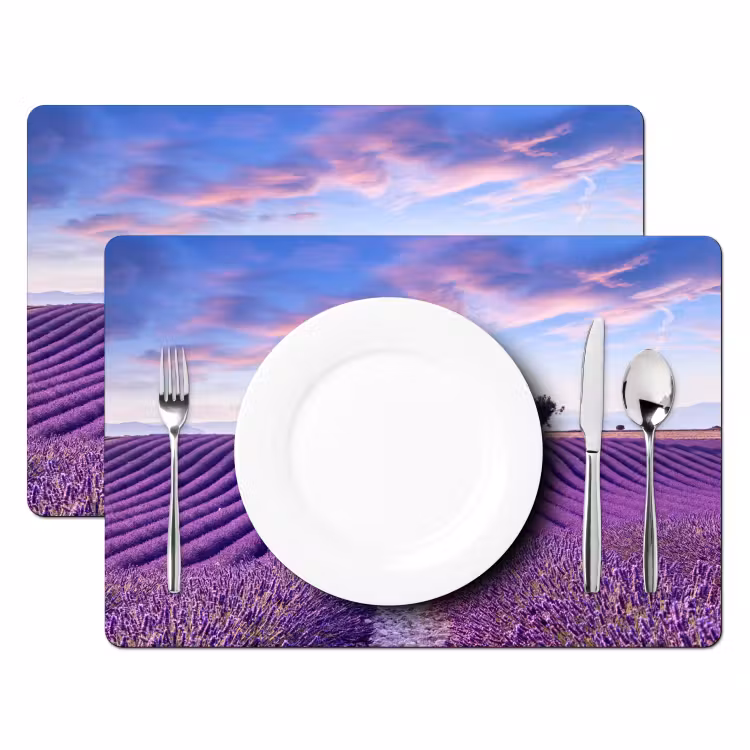 Placemat - 6 stuks - Lavendel - Natuur - Paars - Bomen - Bloemen — 1