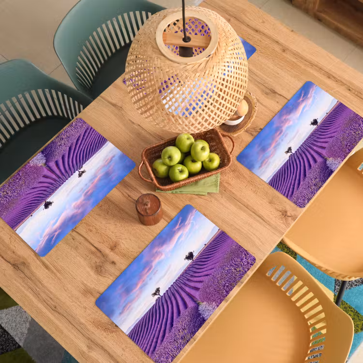 Placemat - 6 stuks - Lavendel - Natuur - Paars - Bomen - Bloemen — 5
