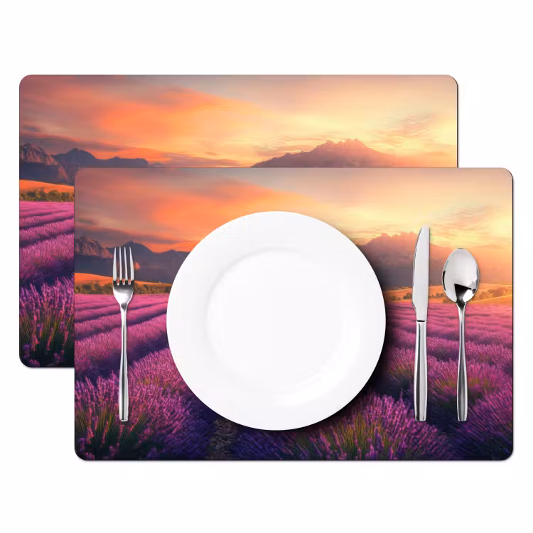 Placemat - 6 stuks - Lavendelveld - Quote - Zonsondergang — 2