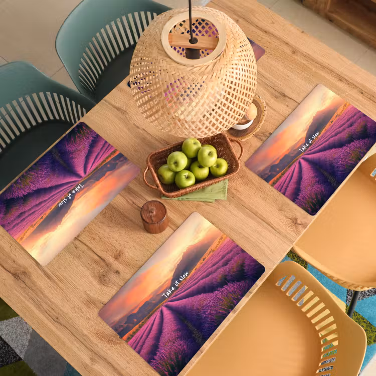 Placemat - 6 stuks - Lavendelveld - Quote - Zonsondergang — 6