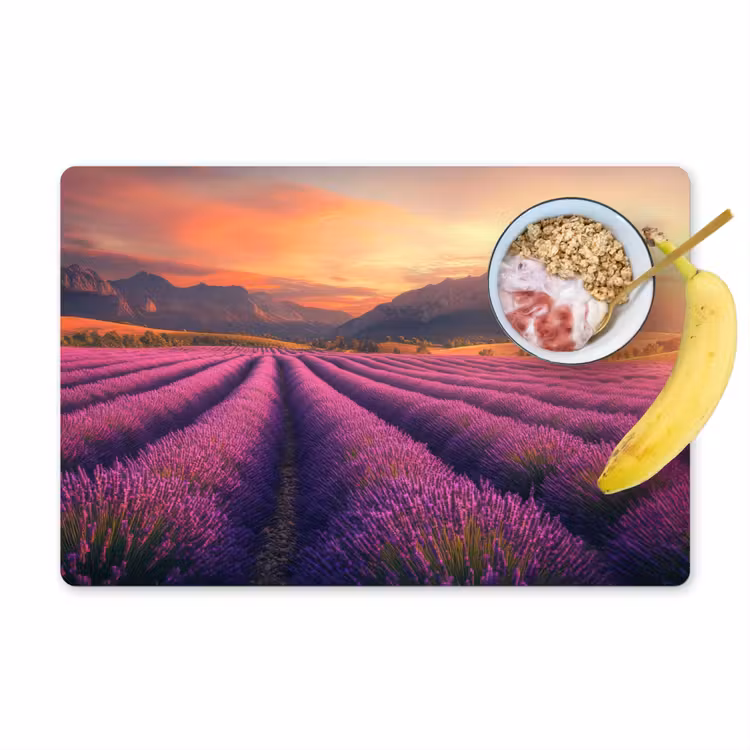 Placemat - 6 stuks - Lavendelveld - Zonsondergang - Paars — 1