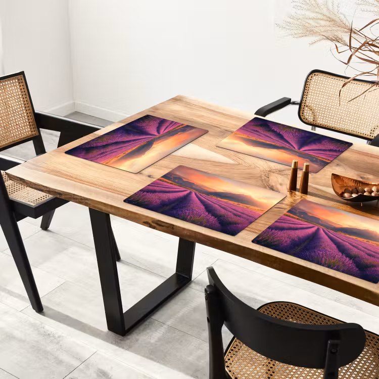 Placemat - 6 stuks - Lavendelveld - Zonsondergang - Paars — 5