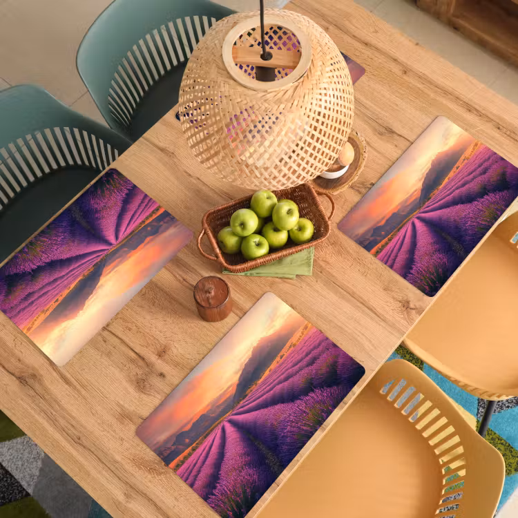 Placemat - 6 stuks - Lavendelveld - Zonsondergang - Paars — 6