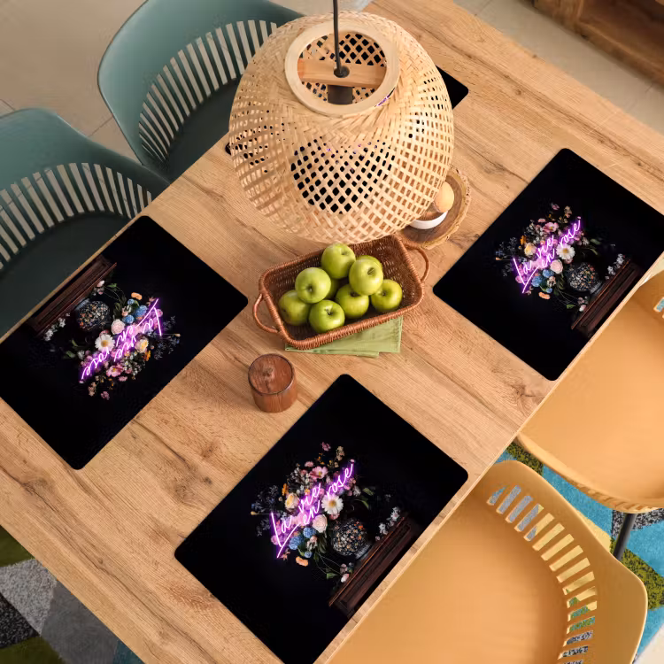 Placemat - 6 stuks - Neon - Vaas - Bloemen — 6