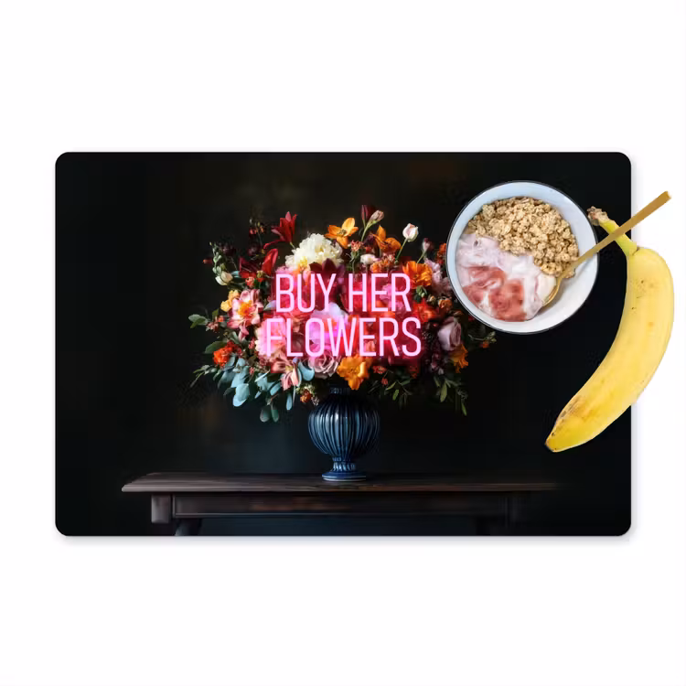 Placemat - 6 stuks - Quote - Bloemen - Vaas - Neon — 1