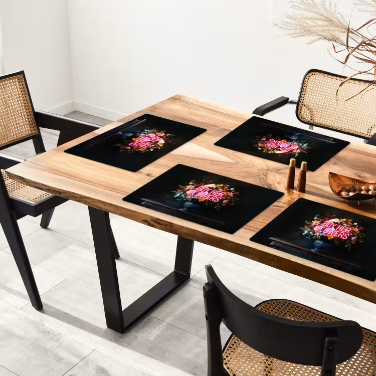 Placemat - 6 stuks - Quote - Bloemen - Vaas - Neon — 5