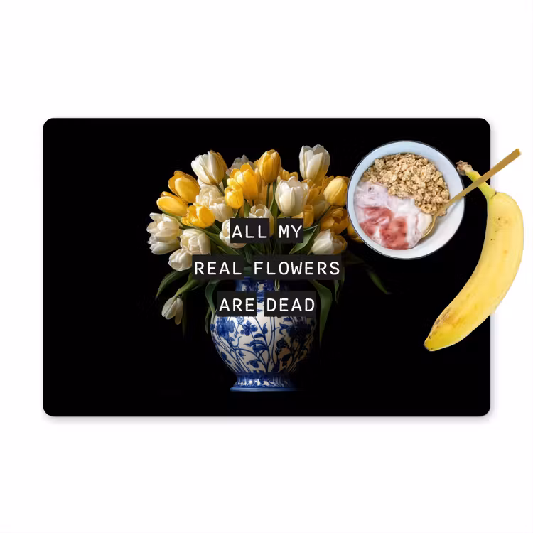 Placemat - 6 stuks - Quotes - Bloem - Tulp - Geel — 1