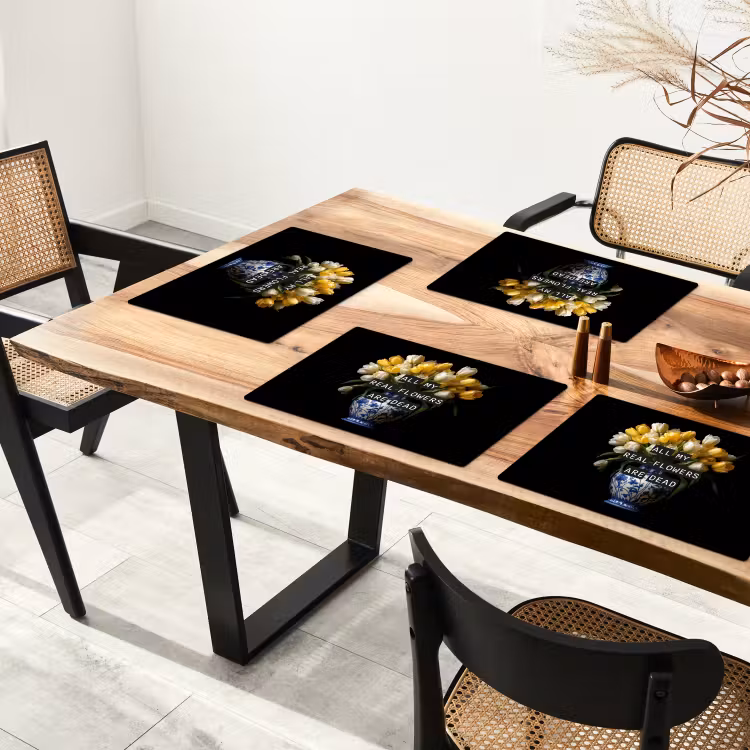 Placemat - 6 stuks - Quotes - Bloem - Tulp - Geel — 5