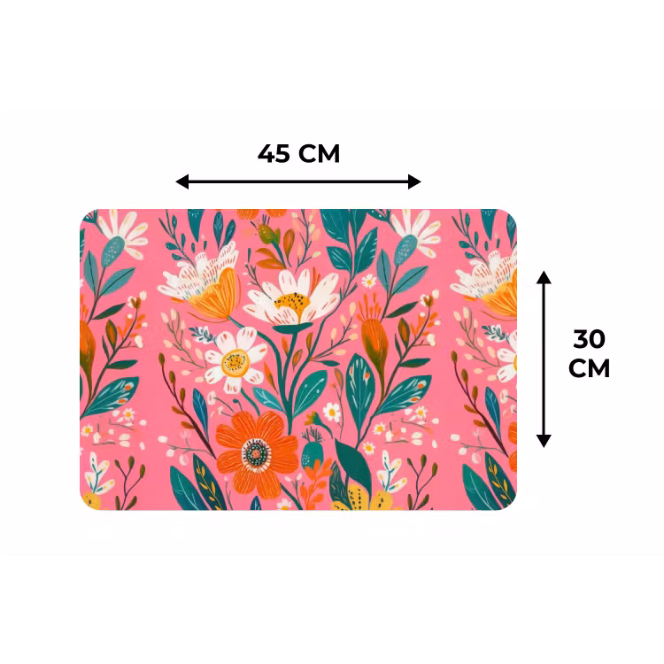Placemat - 6 stuks - Roze - Bloemen - Wit - Oranje — 3
