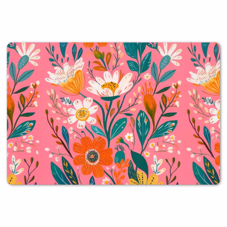 Placemat - 6 stuks - Roze - Bloemen - Wit - Oranje — 7