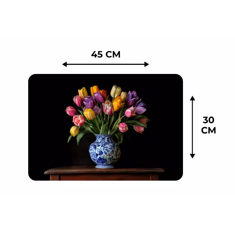 Placemat - 6 stuks - Tulpen - Kleuren - Hout - Vaas — 3