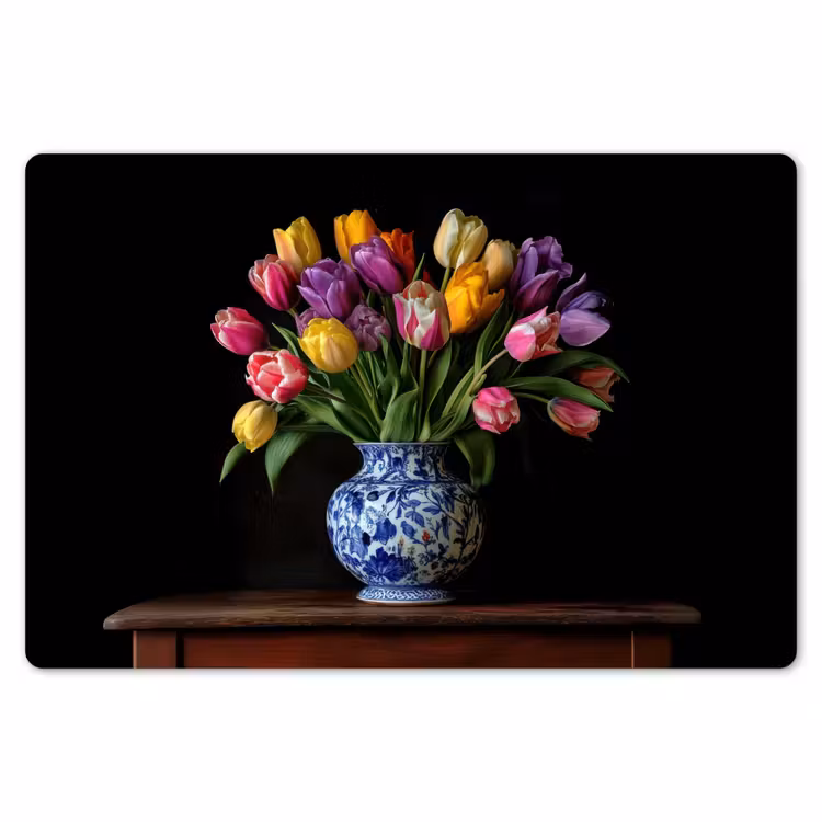 Placemat - 6 stuks - Tulpen - Kleuren - Hout - Vaas — 7