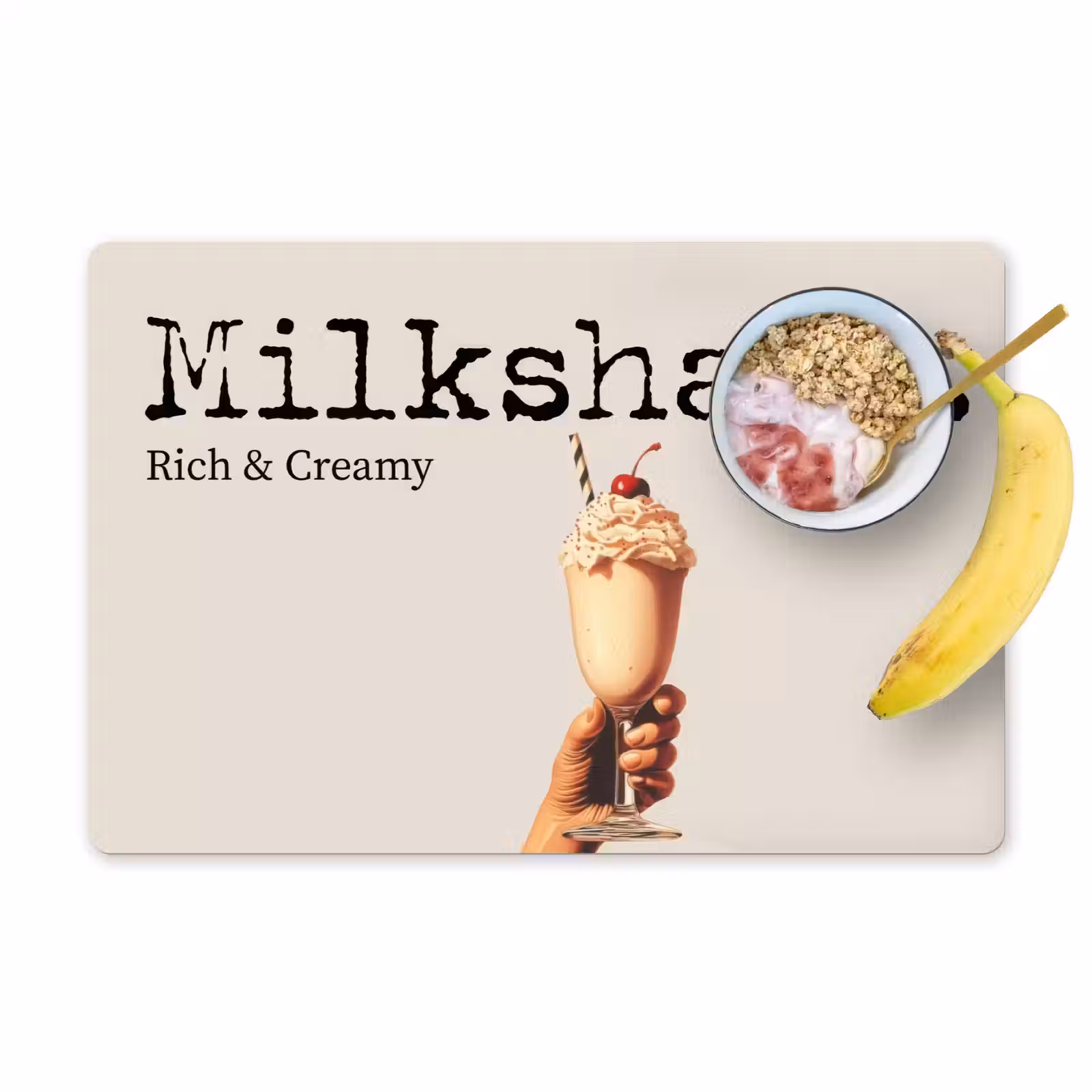 Placemat - 6 stuks - Milkshake - Kers - Rietje — 1