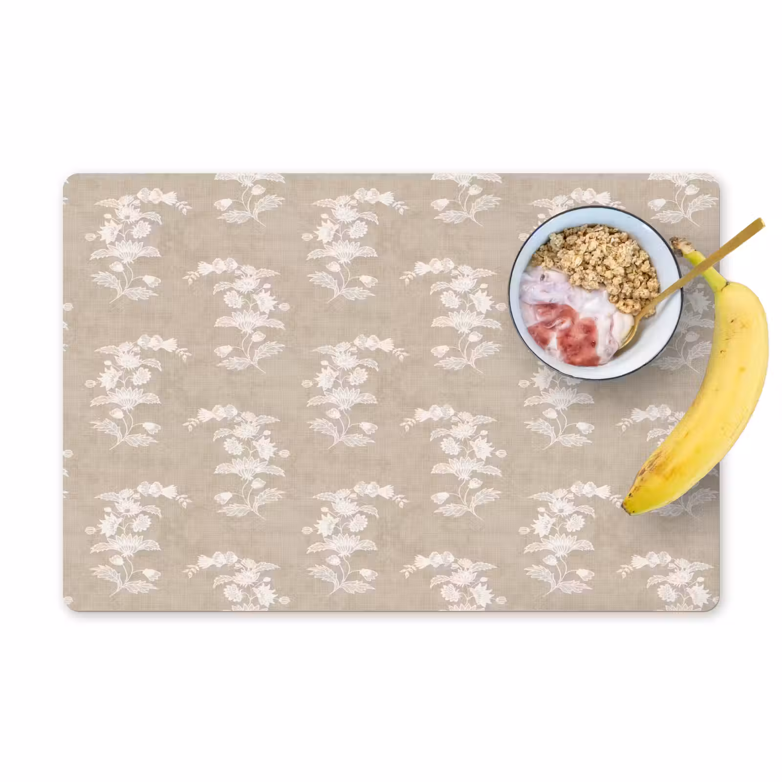 Placemat - 6 stuks - Motief - Beige - Linnen — 1