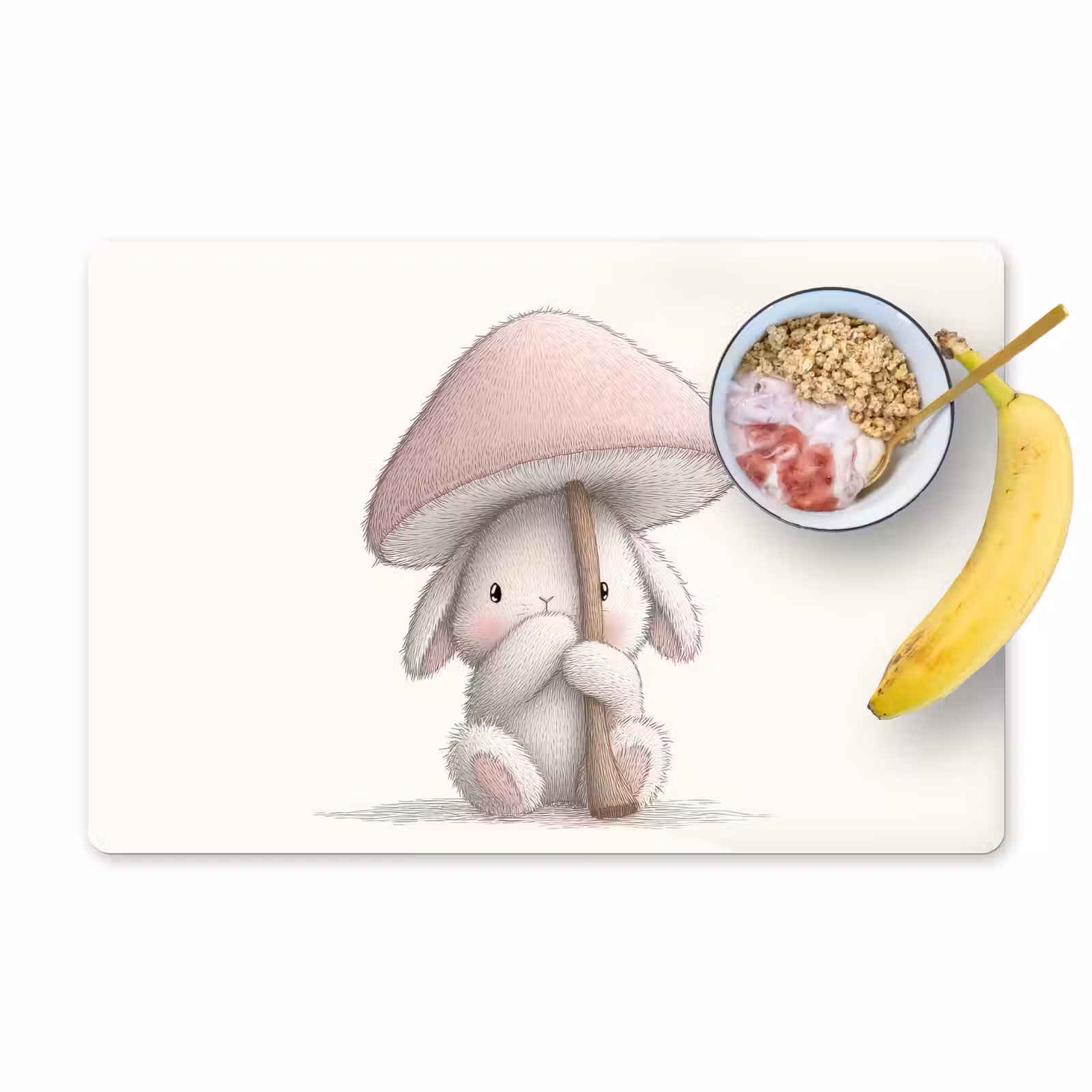 Placemat - 6 stuks - Paddenstoel - Konijn - Roze — 1