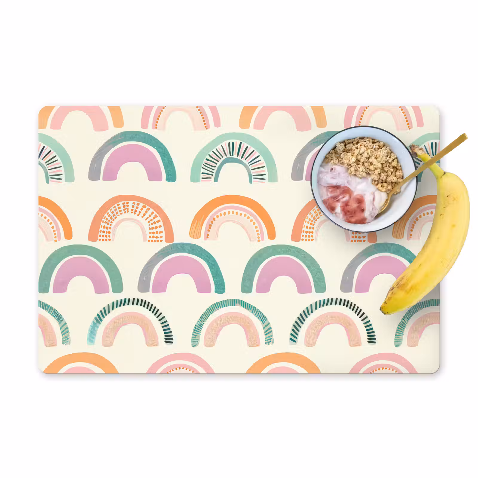 Placemat - 6 stuks - Regenboog - Pastel - Patroon — 1