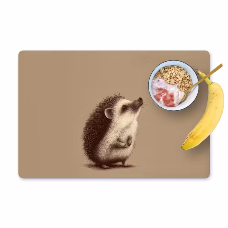 Placemat - 6 stuks - Egel - Snuitje - Bruin - Stekels — 1