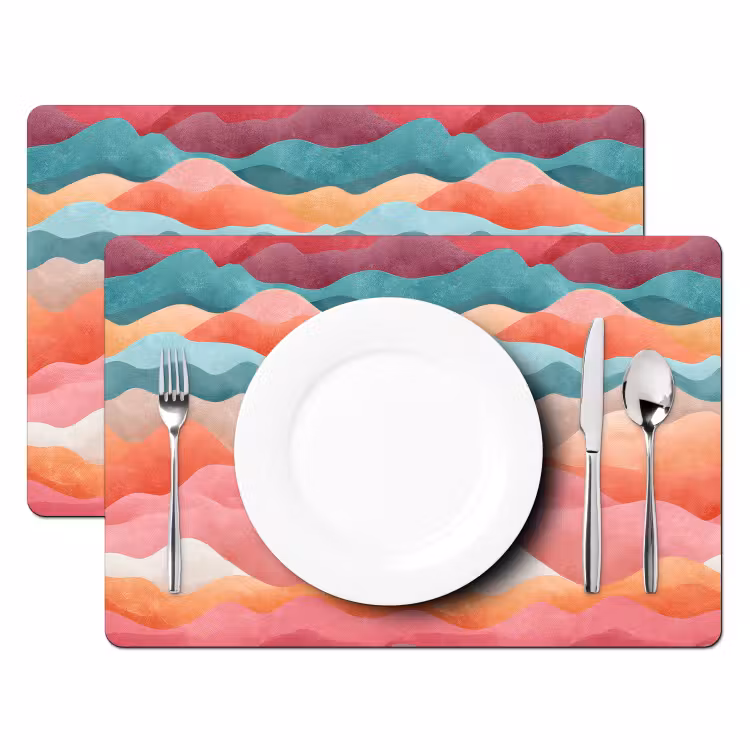 Placemat - 6 stuks - Golven - Kleurrijk - Abstract — 2
