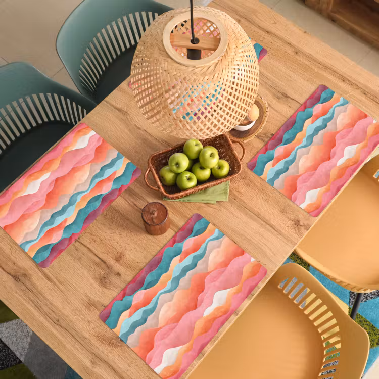 Placemat - 6 stuks - Golven - Kleurrijk - Abstract — 6
