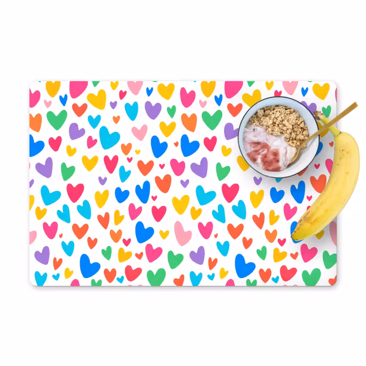 Placemat - 6 stuks - Hartjes - Kleurrijk - Patroon - Levendig — 1