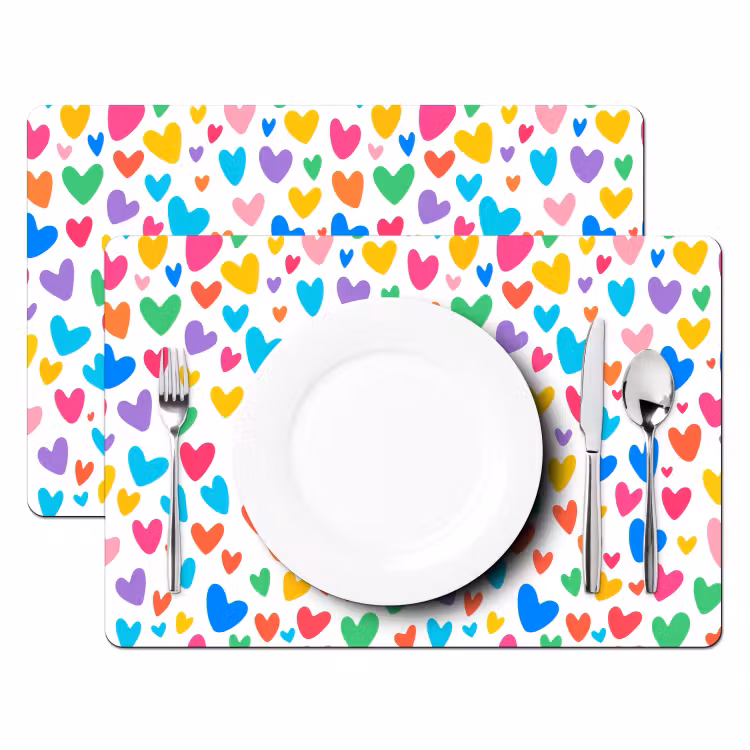 Placemat - 6 stuks - Hartjes - Kleurrijk - Patroon - Levendig — 2