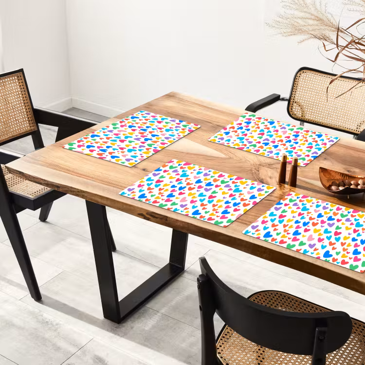 Placemat - 6 stuks - Hartjes - Kleurrijk - Patroon - Levendig — 5