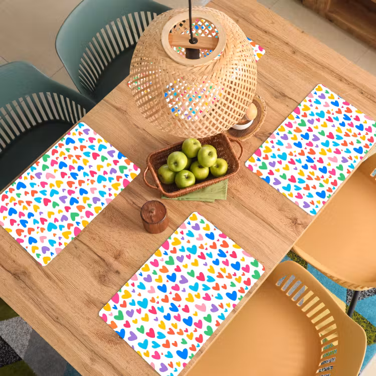 Placemat - 6 stuks - Hartjes - Kleurrijk - Patroon - Levendig — 6