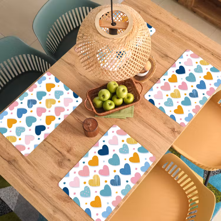 Placemat - 6 stuks - Hartjes - Pastel - Patroon — 6
