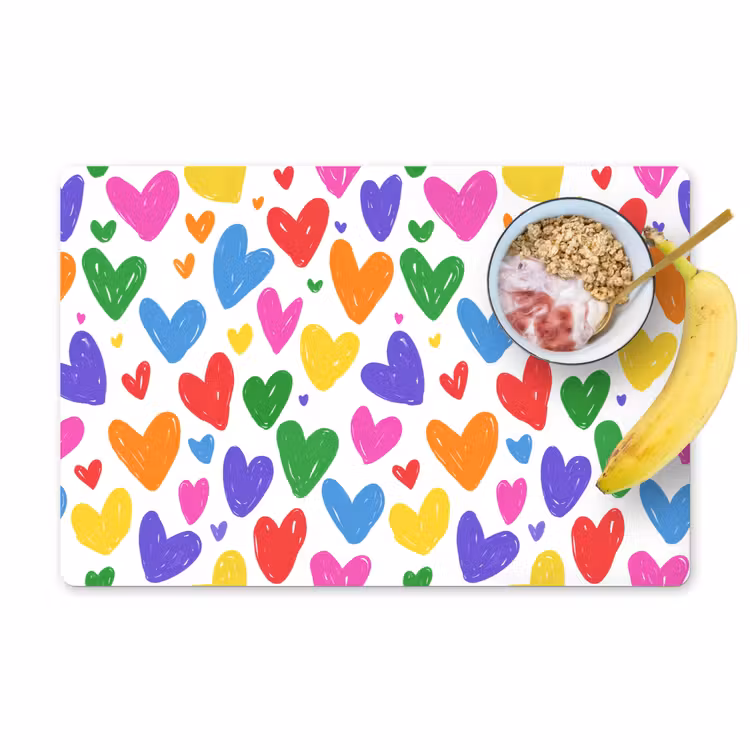 Placemat - 6 stuks - Hartjes - Patroon - Kleurrijk — 1