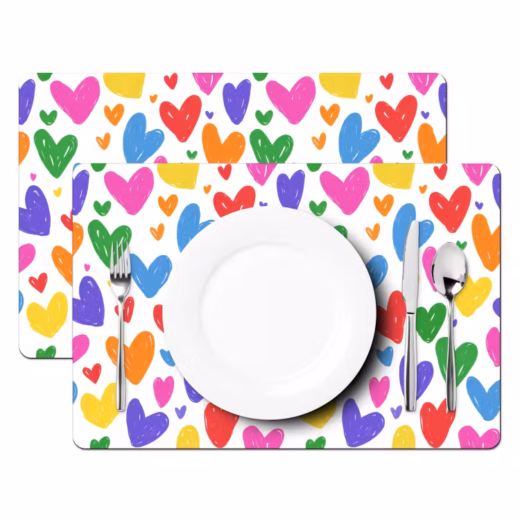 Placemat - 6 stuks - Hartjes - Patroon - Kleurrijk — 2