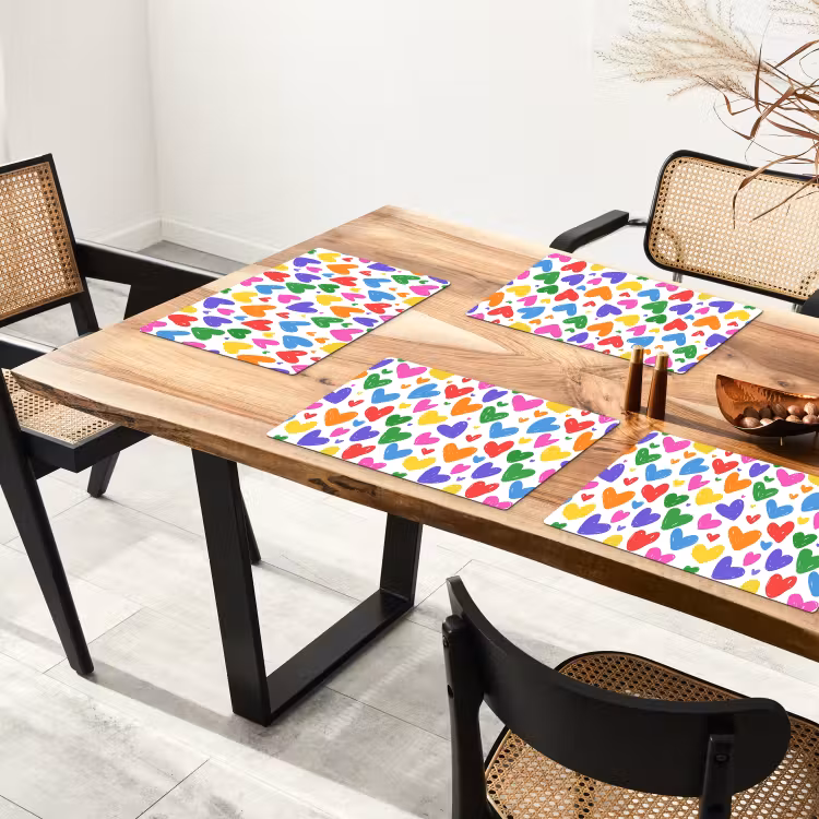 Placemat - 6 stuks - Hartjes - Patroon - Kleurrijk — 5