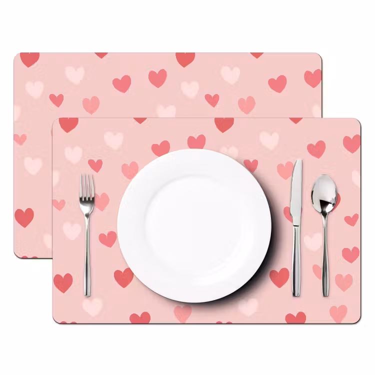 Placemat - 6 stuks - Hartjes - Patroon - Roze — 2